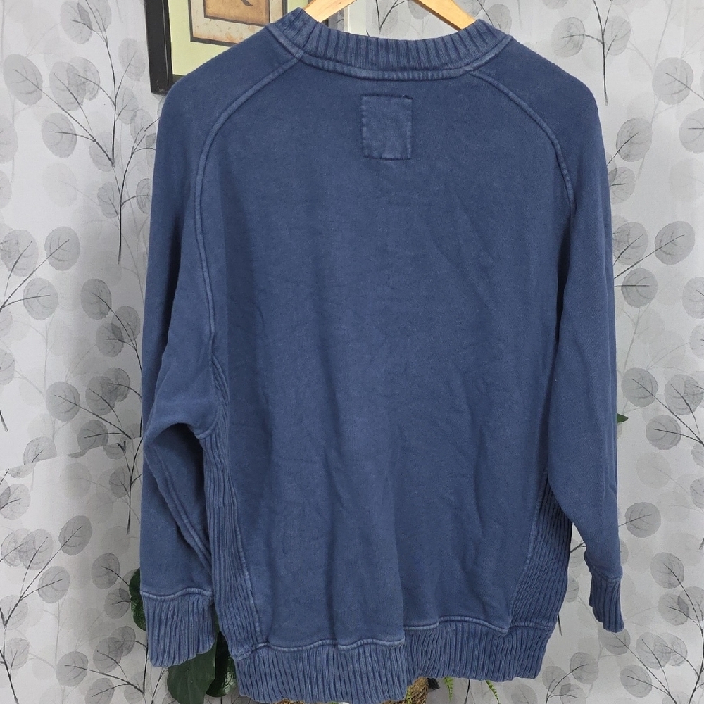 Aerie "Checked Out" Acid Wash Blue Graphic Sweatshirt - Small Oversized - Picture 6 of 7